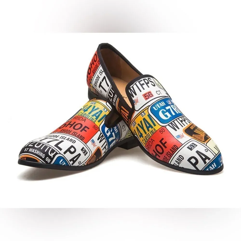 NEW Meijiana multi color License Plate Print Slip On Loaders 10